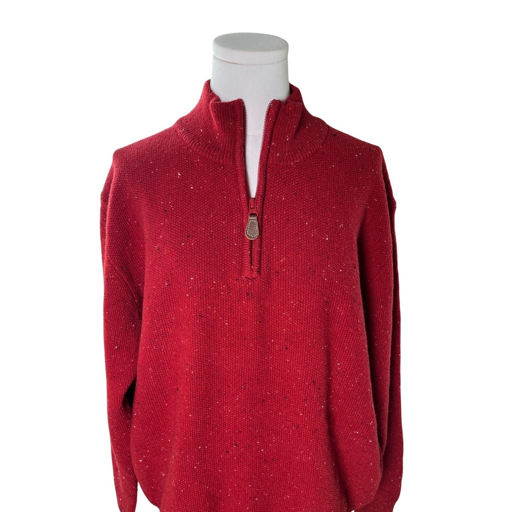 Classic Prep Lambswool Blend Quarter Zip Red Knit‎ Pullover Jos A Bank L